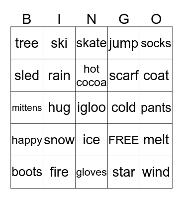 Winter Time Bingo Card