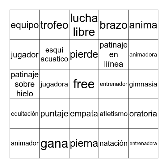 Competition 1 & 2 Bingo Card