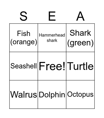 Underwater Fitness Bingo Card