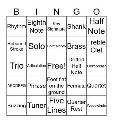 Band Bingo Card