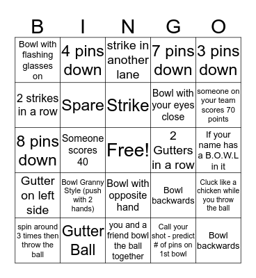 Bowling Bingo Card
