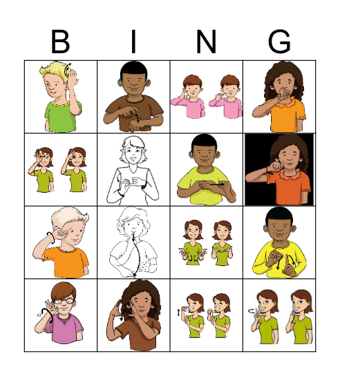 Fruit Vegetable ASL Bingo Card