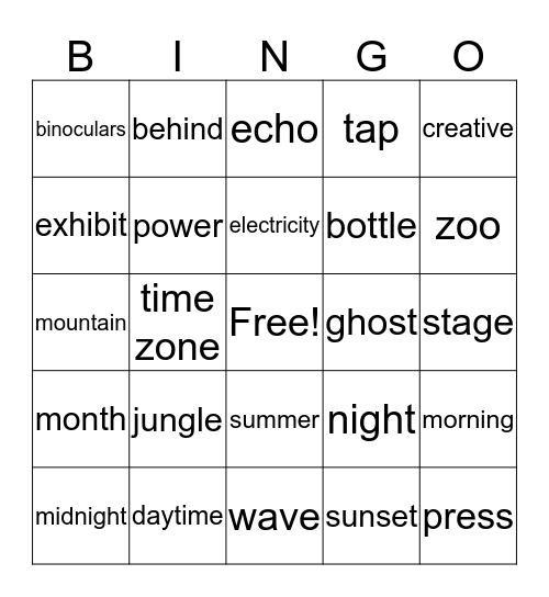 Chunk Book Bingo Card