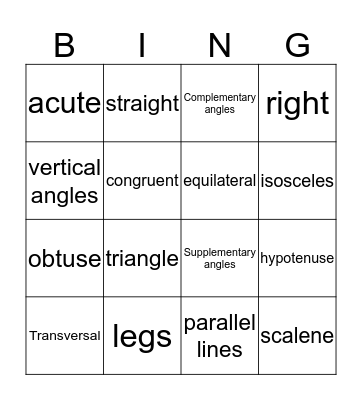 Geometry Bingo   Bingo Card