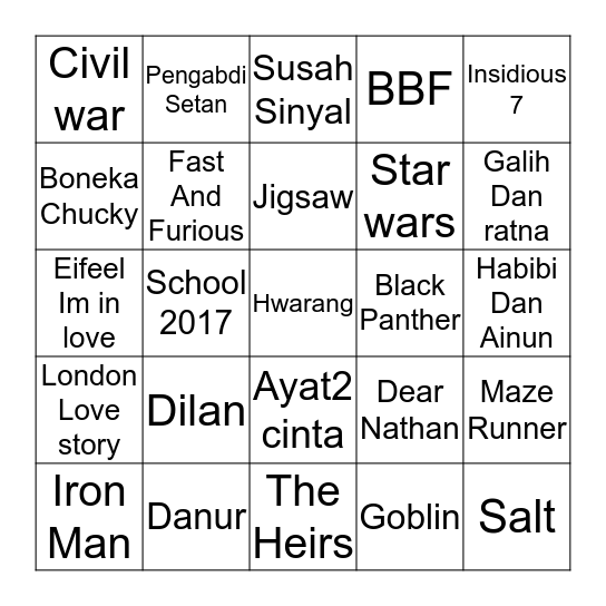 CHLOE PASTI MENANG Bingo Card