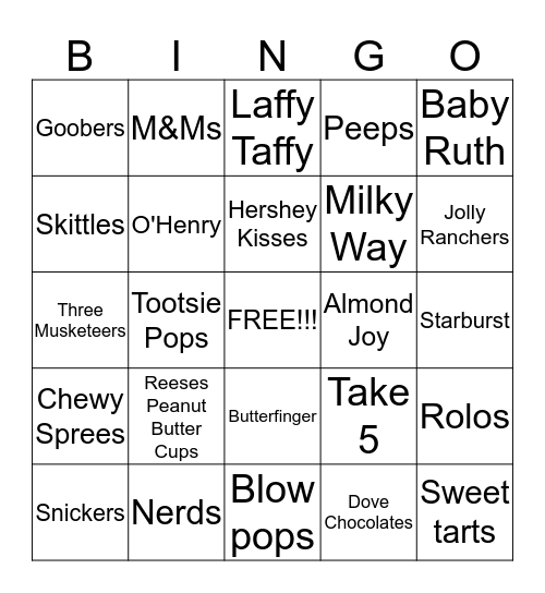 Candy Bingo Card