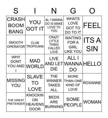 175 NOW! LEGENDS #1 Bingo Card