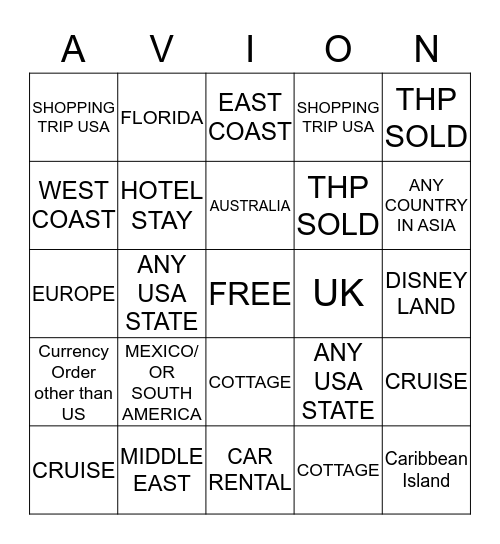 AVION  Bingo Card