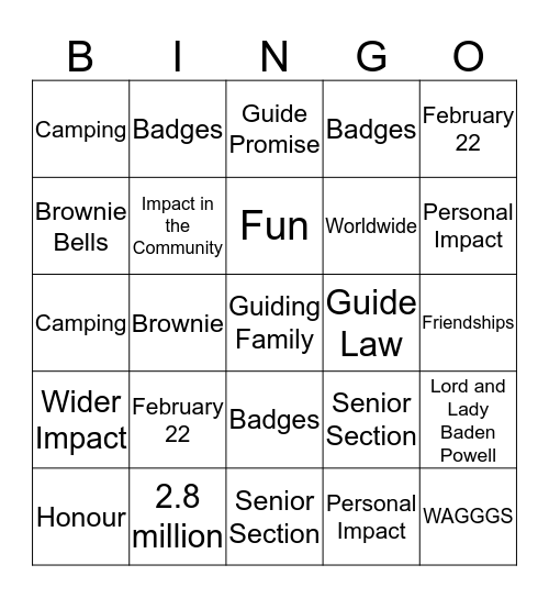 Word Thinking Day Bingo Card