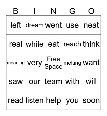 Letterland Bingo Card