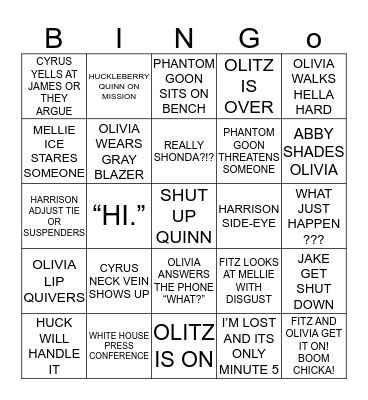 SCANDAL Bingo Card