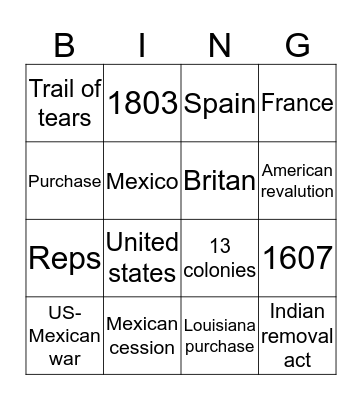 Manifest destiny Bingo Card