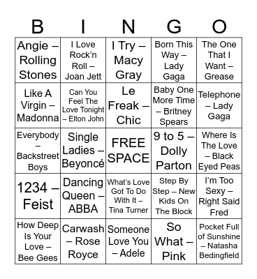 Music BINGO Card