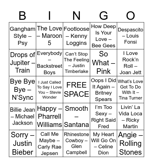 Music BINGO Card