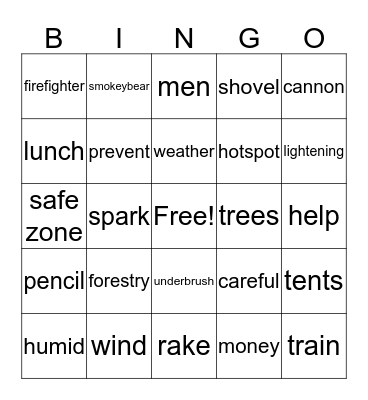 Forestry Bingo Card