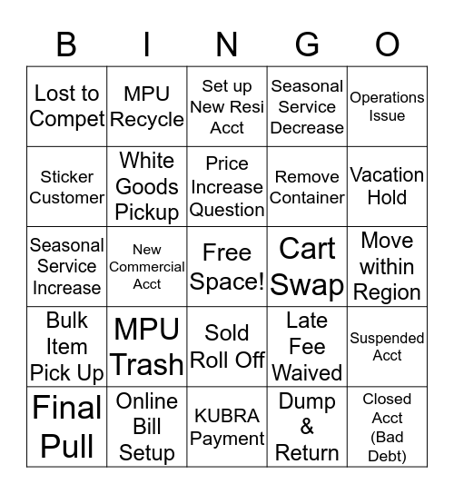 TRUX Bingo Card