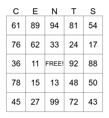 Les numeros de 100 a 1000 Bingo Card