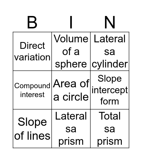 Untitled Bingo Card