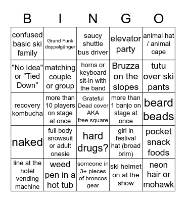 Matthew's Bachelor Bingo Card