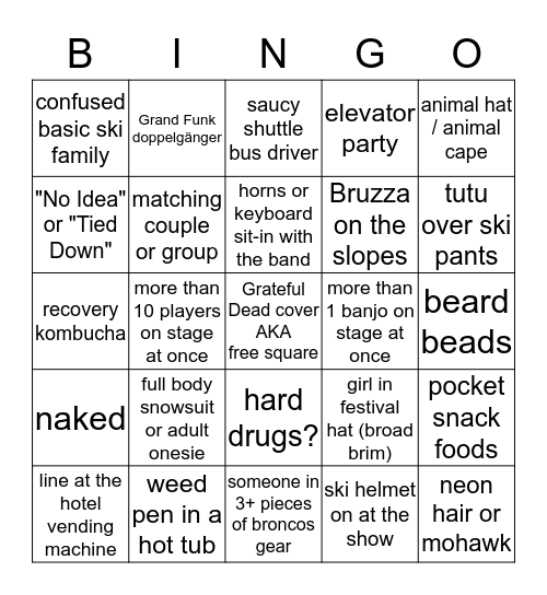 Matthew's Bachelor Bingo Card