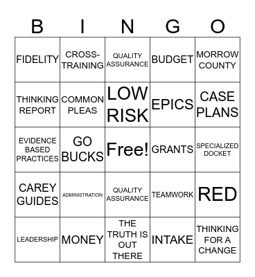 MORROW COUNTY PROBATION SERVICES Bingo Card