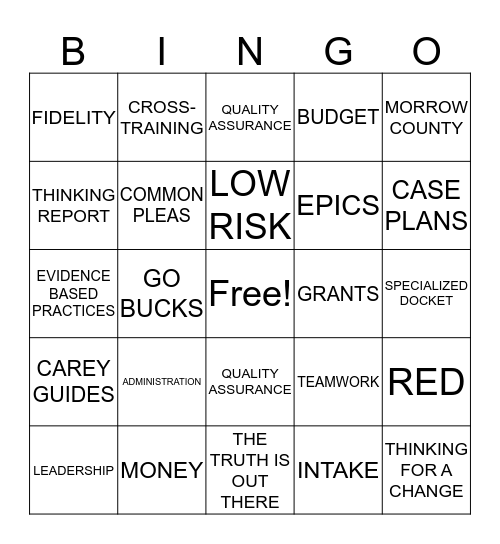 MORROW COUNTY PROBATION SERVICES Bingo Card