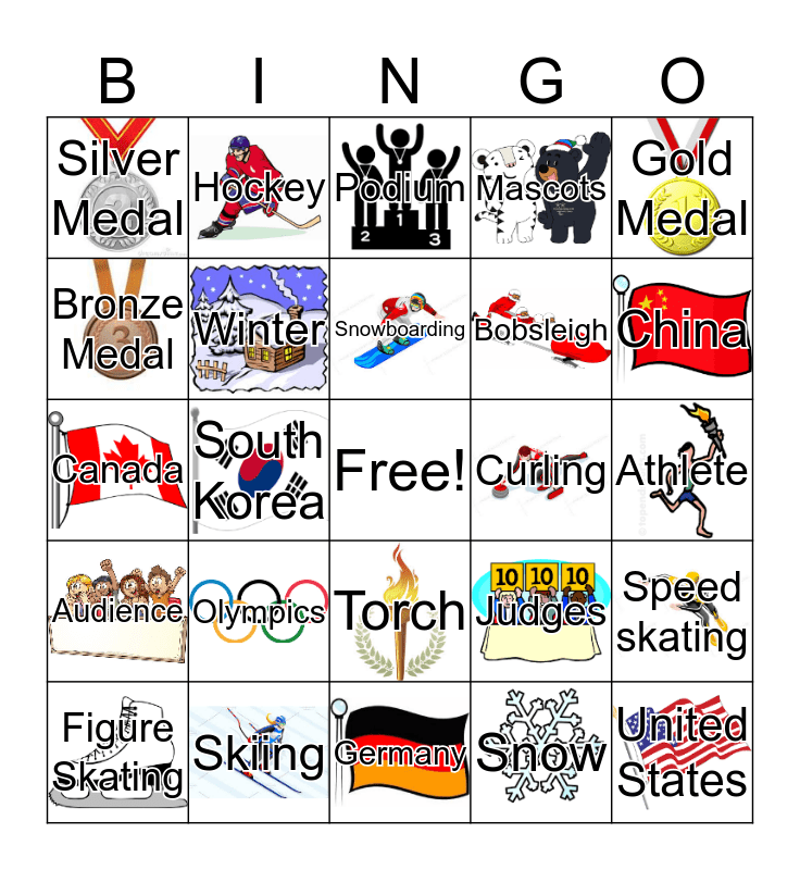 Winter Olympics Bingo Card