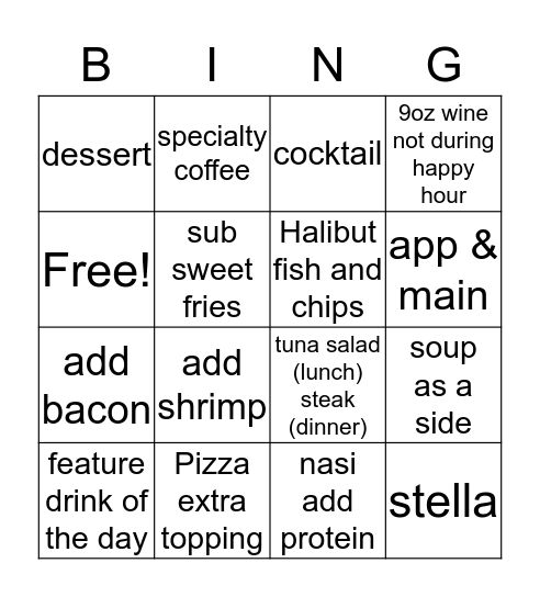 ATG  Bingo Card
