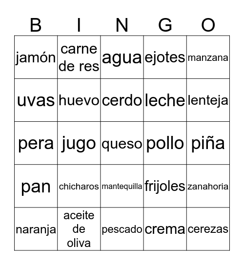 Bingo Baker Bingo Card