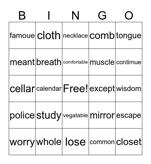 2R Tricky Words Part 2 Bingo Card