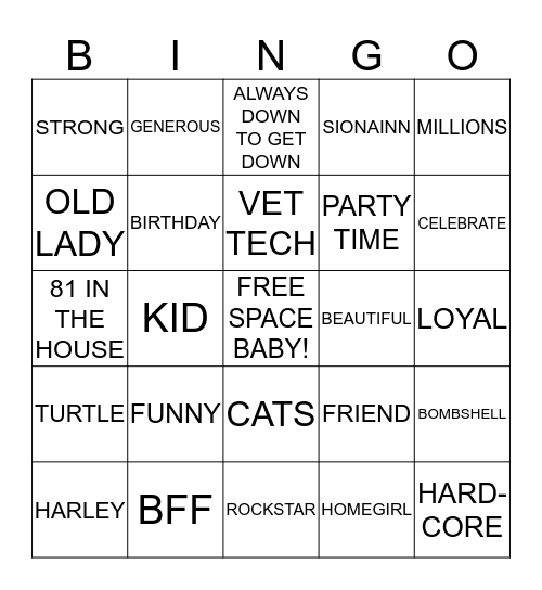 SHANNON'S BIRTHDAY BINGO GAME Bingo Card