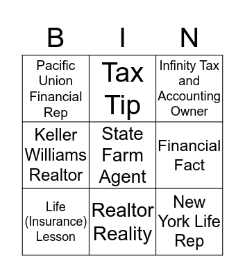 FINANCIAL FITNESS Bingo Card