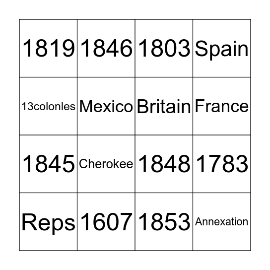 Manifest dentiny Bingo Card