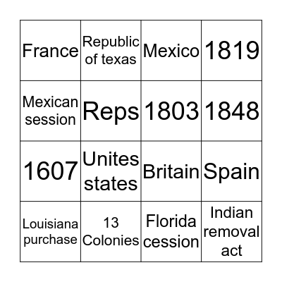 Manifest destiny Bingo Card