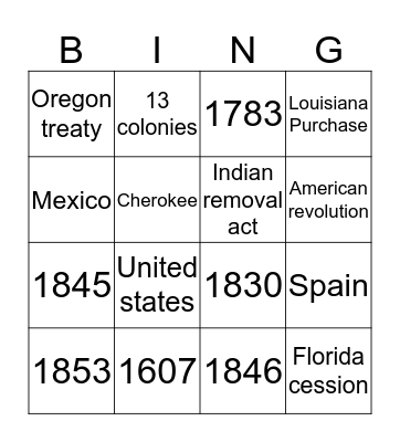 Manifest Destiny Bingo Card