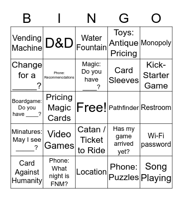 Petries - Counter Bingo Card