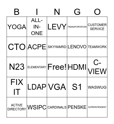 INFORMATION TECHNOLOGY Bingo Card