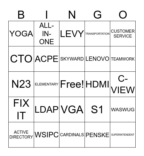 INFORMATION TECHNOLOGY Bingo Card