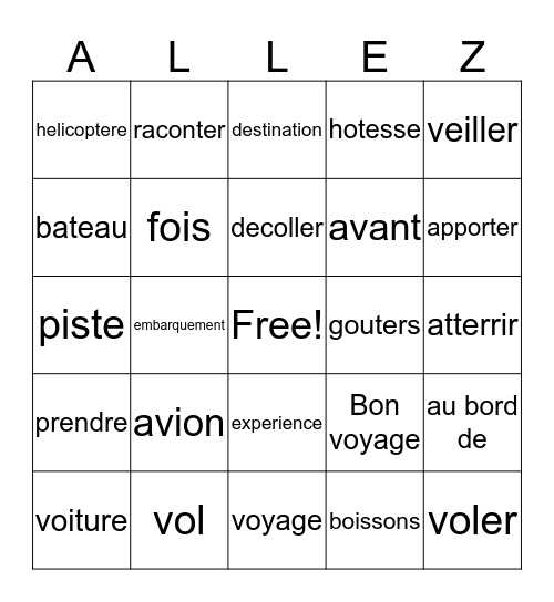 French III  Semaine 17 Bingo Card