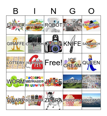 ENGLISH IS FUN Bingo Card