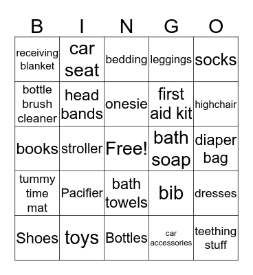 Allana Babyshower Bingo Card