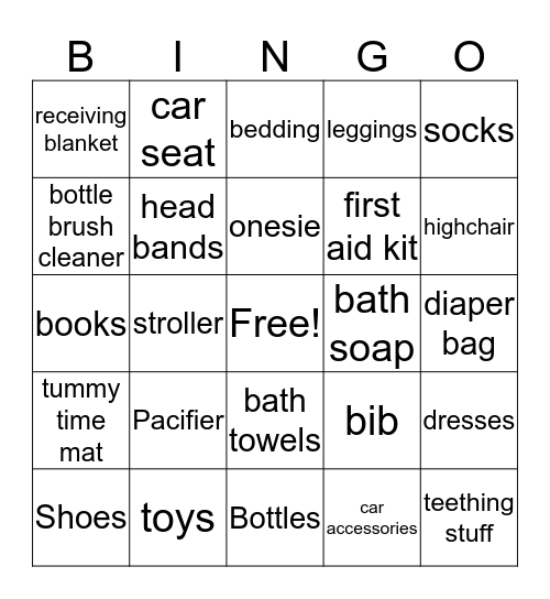 Allana Babyshower Bingo Card