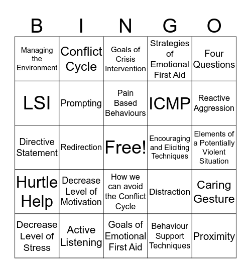 TCI Bingo Card