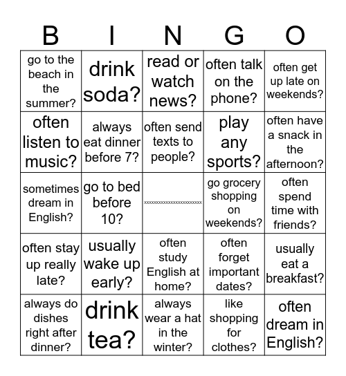 Do you...? Bingo Card