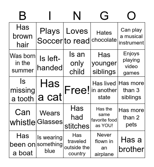 Get to Know You Bingo! Bingo Card