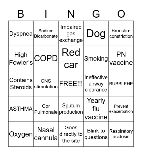 MAY I PLEASE GET SOME OXYGEN Bingo Card
