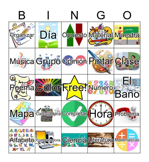 Spanish-English Cognates Bingo Card