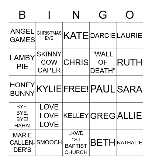 DAVE AND LAURIE'S 30TH ANNIVERSARY! Bingo Card