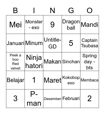Eksa juara Bingo Card