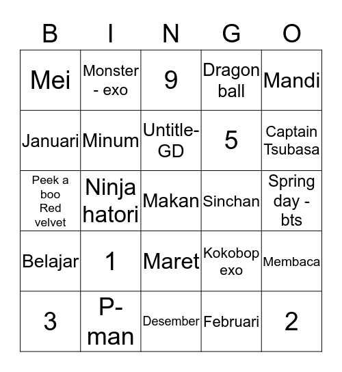 Eksa juara Bingo Card